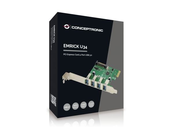 Conceptronic Emrick U34 - USB-adapter - PCIe låg profil - USB 3.0 x 4