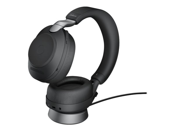 Jabra Evolve2 85 UC Stereo - Hodesett - full størrelse - Bluetooth - trådløs, kablet - aktiv støydemping - 3,5 mm jakk - lydisolerende - svart