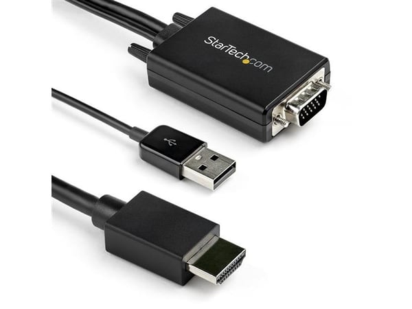Startech 2m VGA to HDMI Converter Cable with USB Audio Support & Power, Analog to Digital Video Adapter Cable to connect a VGA PC to HDMI Display, ...