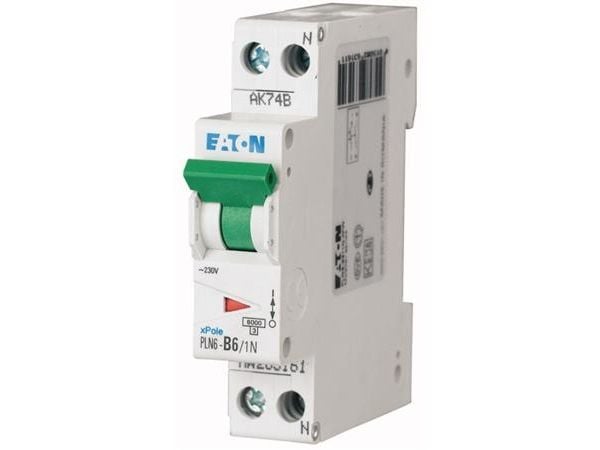 EATON automatsäkring MCB 4A C-karaktär 1-pol + nolla 6kA brytförmåga 230V AC 18 mm