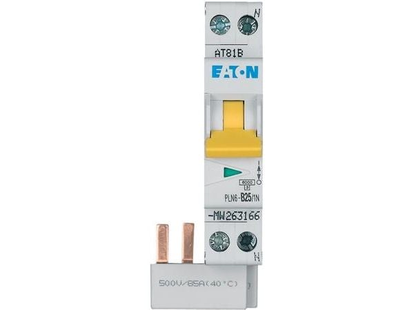 EATON Automatisk säkring, 1-polig+Null, 25A, B-karaktäristik, 6 kA, 230 V, bredd 1 modul