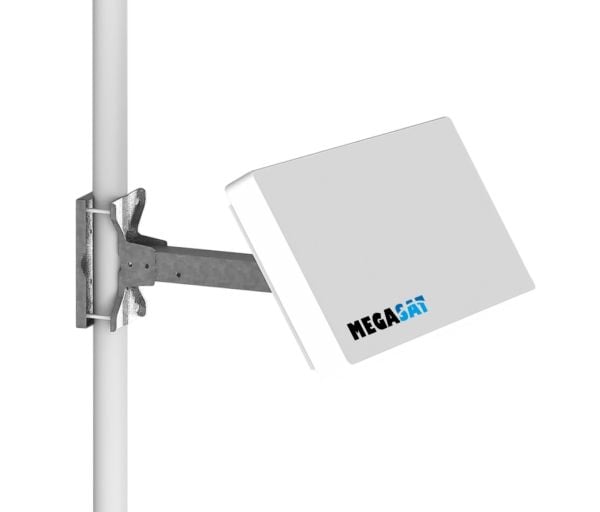Megasat Profi-Line D2 - Antenn - platt, parabolic - TV - 33 dBi (for 12.75 GHz) - dubbel LNB - kan monteras på vägg, mast, fönster