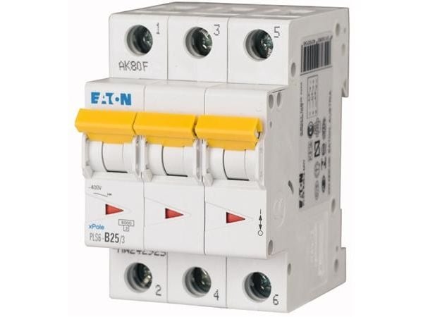 EATON MCB 25A C-karaktär 3-pol 6kA 400V AC 54mm