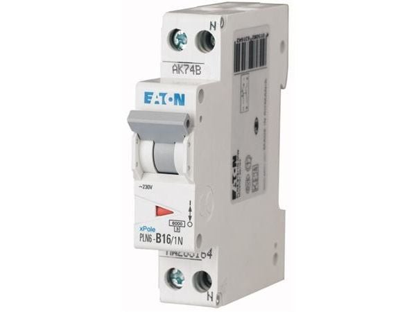 EATON Automaattisulake, 1-napainen + N, 16A, C-ominaisuus, 6 kA, 230 V, leveys 1 moduulia