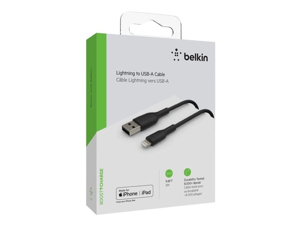Belkin BoostCharge - Lightning-kabel - Lightning hann til USB hann - 3 m - svart