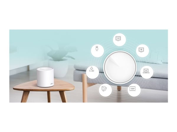 TP-Link Deco X60 - Wi-Fi-system - (3 rutere) 1GbE - Wi-Fi 6 - Dobbeltbånd