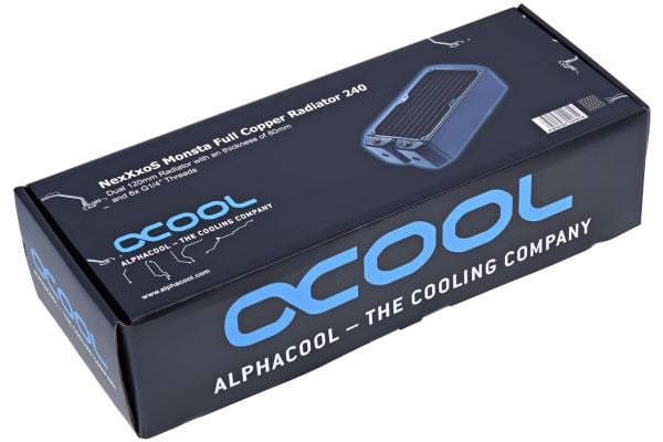 Alphacool NexXxoS Monsta, Radiatorblokk, Kopper, Svart, Grå, 2 stang, 2 vifter, 12 cm
