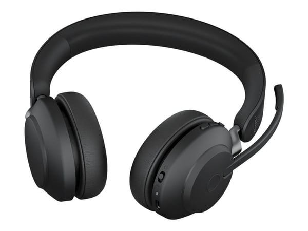 Jabra Evolve2 65 UC Stereo - Hodesett - on-ear - Bluetooth - trådløs - USB-C - lydisolerende - svart - med ladestativ