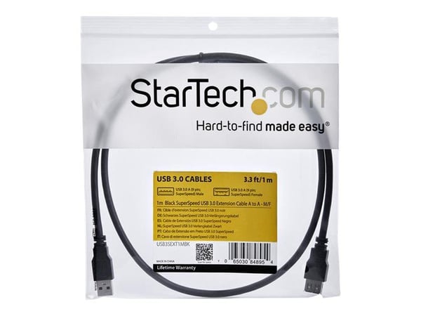 StarTech 1m Black SuperSpeed USB 3.0 Extension Cable A to A - Male to Female USB 3 Extension Cable Cord 1 m (USB3SEXT1MBK) - USB-forlengelseskabel ...