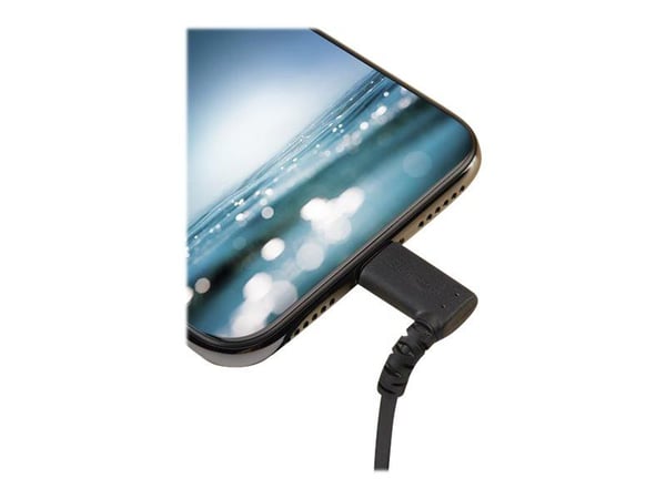 StarTech.com 3ft (1m) Kestävä USB A-Lightning-kaapeli, musta 90° oikealla kulmalla taivutettu Heavy Duty kestävä aramidikuituinen USB Type A-Lightn...
