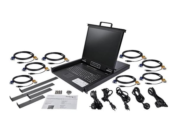 StarTech 8 Port Rackmount KVM Console with 6ft Cables, Integrated KVM Switch with 19" LCD Monitor, Fully Featured 1U LCD KVM Drawer- OSD KVM, Durab...