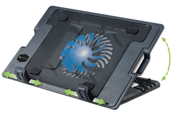 Techly ICOOL-CP12TY, 43,9 cm (17.3"), 1 stykker, 14 cm, 1400 RPM, 6,5 - 45°, Sort