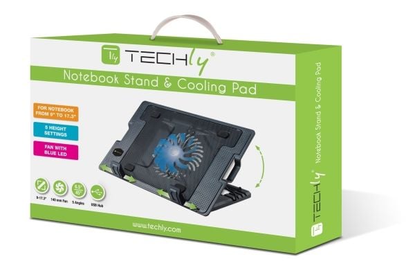 Techly ICOOL-CP12TY, 43,9 cm (17.3"), 1 stykker, 14 cm, 1400 RPM, 6,5 - 45°, Sort
