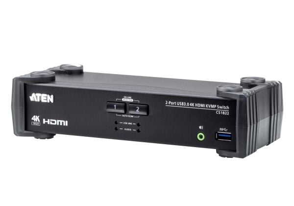 ATEN CS1822 KVMP Switch - KVM / lyd / USB-svitsj - 2 x KVM/lyd/USB - 1 lokalbruker - stasjonær