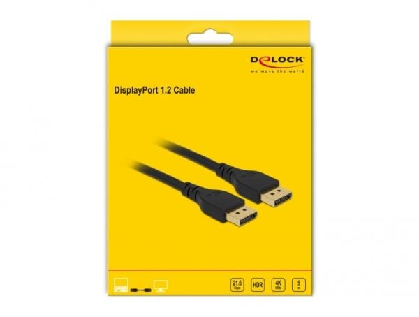 DeLOCK - DisplayPort-kabel - DisplayPort (M) til DisplayPort (M) - DisplayPort 1.2 - 5.0m - 4K-støtte - Svart (85912)