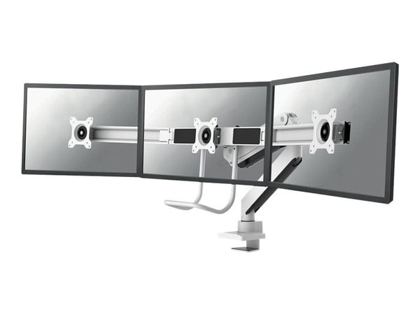 Neomounts NM-D775DX3 - Monteringssett - full bevegelse - for 3 LCD-skjermer - aluminium - hvit - skjermstørrelse: 17"-24" - klemmemonterbar, malje,...