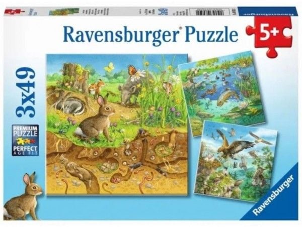 Ravensburger Puslespill 3x49 biter Zwierzece siedlska