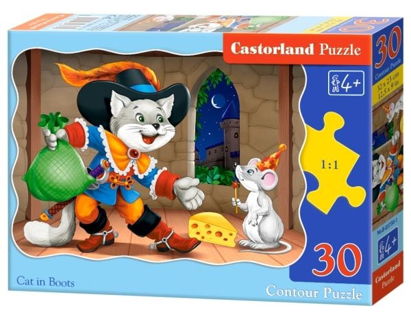 Castorland Cat in Boots 30 pcs, 30 stykker, Tegneserier, 4 år