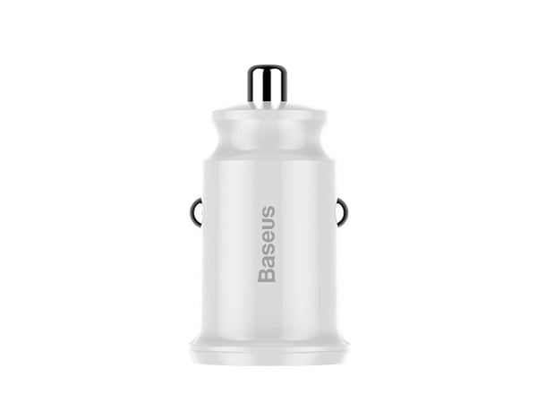 Baseus Grain - Bilstrømadapter - 3.1 A - 2 utgangskontakter (2 x USB) - hvit