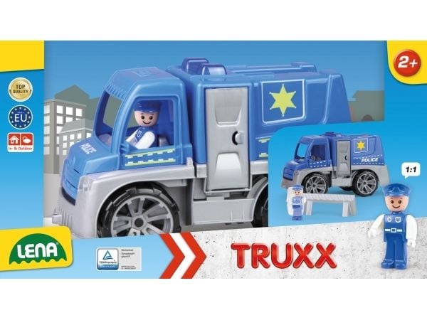 Lena TRUXX 04455, lastebil, politi, innendørs/utendørs, 2 år, plast, svart, blå, grå