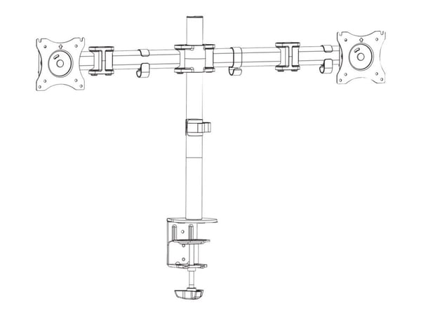 DELTACO Office ARM-0300 - Monteringssett - leddelt - for 2 skjermer - plastikk, aluminium, stål - matt svart - skjermstørrelse: 13"-27" - skrivebor...