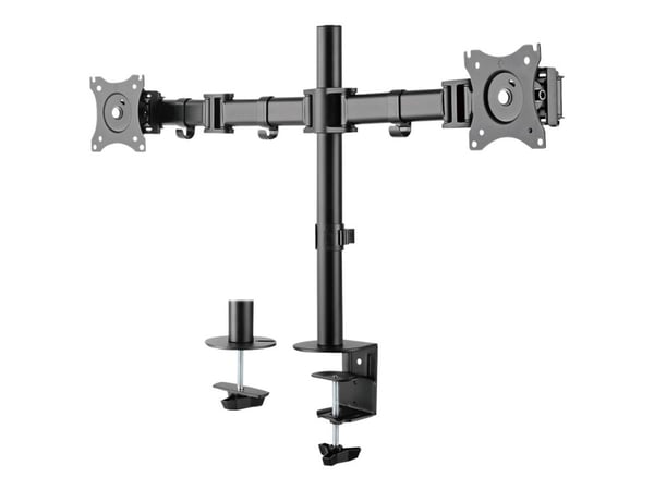 DELTACO Office ARM-0300 - Monteringssett - leddelt - for 2 skjermer - plastikk, aluminium, stål - matt svart - skjermstørrelse: 13"-27" - skrivebor...