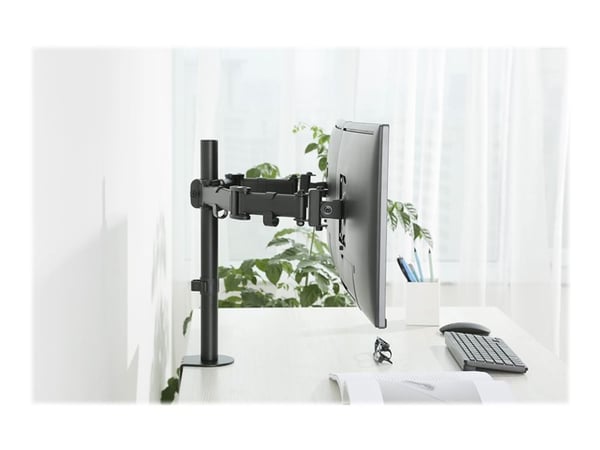 DELTACO Office ARM-0300 - Monteringssett - leddelt - for 2 skjermer - plastikk, aluminium, stål - matt svart - skjermstørrelse: 13"-27" - skrivebor...