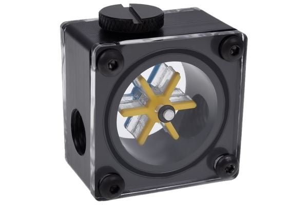 Alphacool Eisflugel - Vannstrømningsindikator for væskekjølesystem - svart, blå, gul, gjennomsiktig