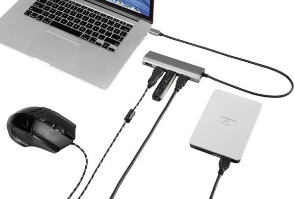 Renkforce RF-3374948, USB 2.0 Type-C, USB 3.2 Gen 1 (3.1 Gen 1) Type-A, MicroSD (TransFlash),SD,SDXC, 5000 Mbit/s, Sølv, USB