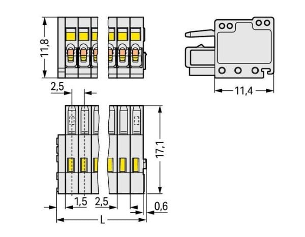 Wago 733-110, 27,1 mm, 17,1 mm, 11,8 mm, 100 V