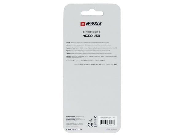 Skross 2.700202-E, 1 m, Micro-USB A, USB A, USB 2.0, Valkoinen