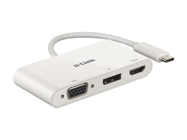 D-Link DUB-V310 - Video adapter - USB-C hann til HD-15 (VGA), HDMI, DisplayPort hunn - 11 cm - 4K-støtte