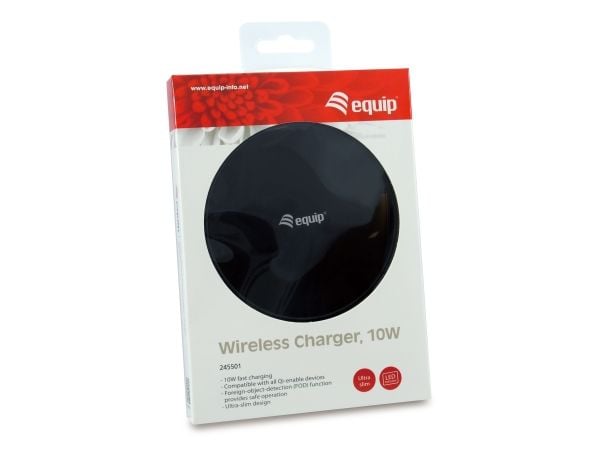 Equip 245501, Innendørs, USB, Trådløs lading, Sort