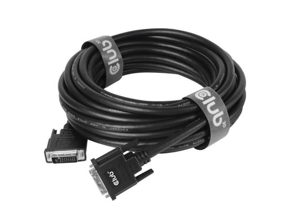 Club 3D - DVI-kabel - dobbeltlenke - DVI-D (hann) til DVI-D (hann) - 10 m - tommelskruer, gullglimtkontakter