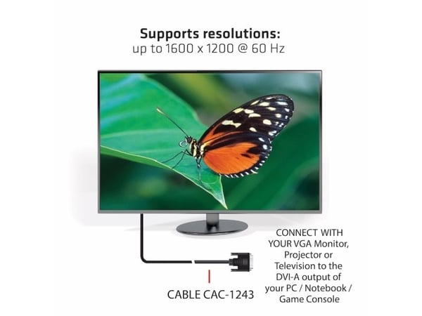Club 3D - Adapterkabel - DVI-A (hann) til HD-15 (VGA) (hann) - 3 m - tommelskruer, gullglimtkontakter