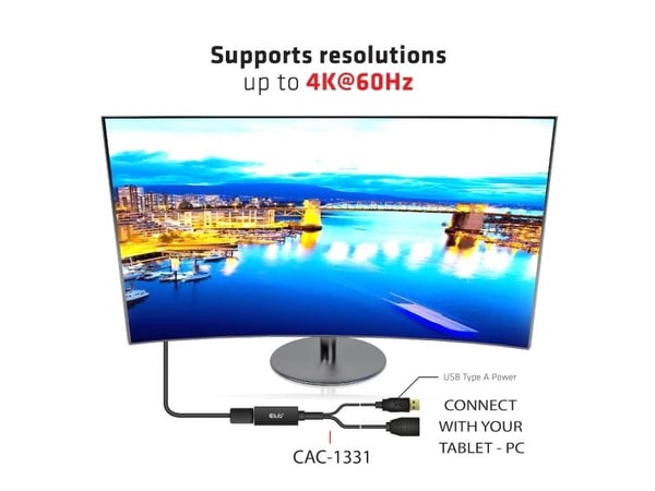Club 3D - Video adapter - HDMI hann til DisplayPort hunn - 25 cm - 4K-støtte, aktiv