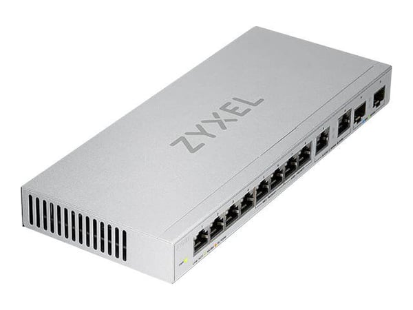 Zyxel XGS1010-12 - Switch - 8 x 10/100/1000 + 2 x 100/1000/2.5G + 2 x 1 Gigabit / 10 Gigabit SFP+ (opplink) - stasjonær, veggmonterbar
