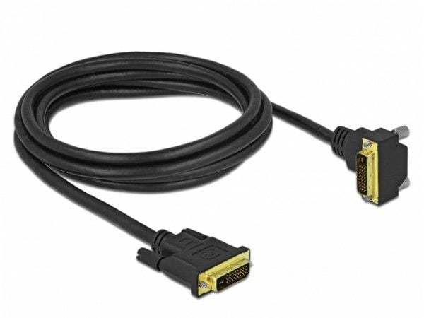 Delock - DVI-kabel - dobbeltlenke - DVI-D (hann) vinklet til DVI-D (hann) - 2 m - tommelskruer - svart