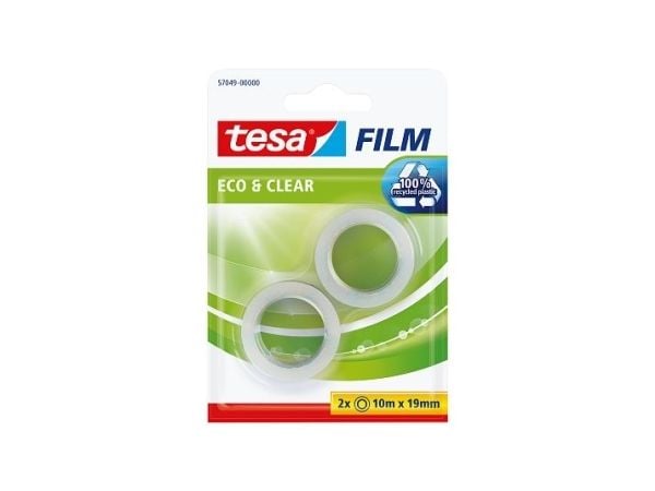 tesafilm eco&clear Rulle 10m 19mm - med 2 rullar