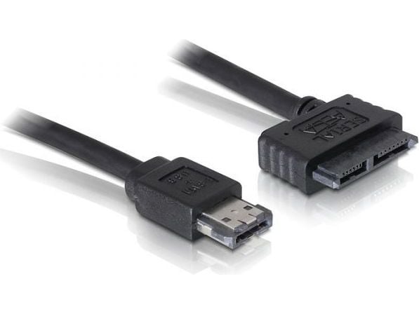 DeLOCK Cable eSATAp / Slimline SATA13pin, 0.5m, 0,5 m, eSATAp, Musta