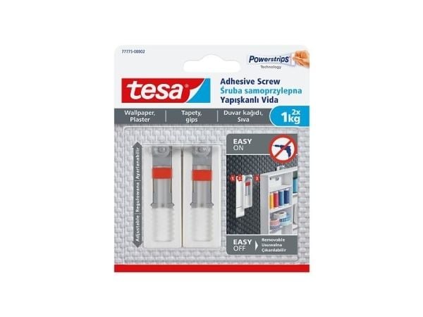 TESA 77775-00000, inomhus, Universalkrok, Grå, Röd, Vit, Självhäftande remsa, 1 kg, Gips