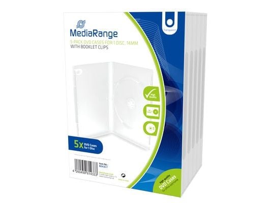 MediaRange BOX30-T, DVD-kotelo, 1 levyt, Läpinäkyvä, Muovi, 120 mm, 136 mm