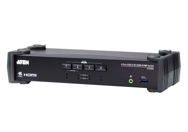 ATEN CS1824 KVMP Switch - Omkopplare för tangentbord/video/mus/ljud/USB - 4 x KVM/ljud/USB - 1 lokal användare - skrivbordsmodell