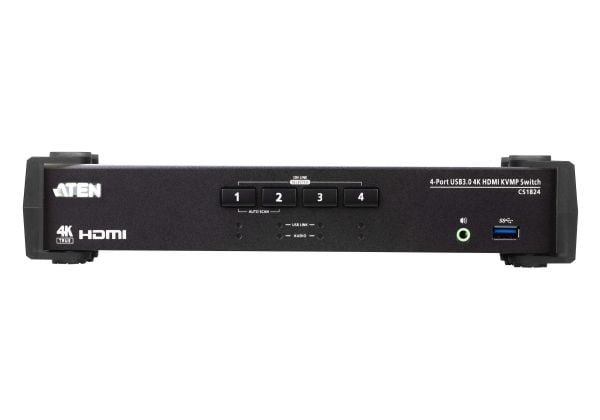 ATEN CS1824 KVMP Switch - Omkopplare för tangentbord/video/mus/ljud/USB - 4 x KVM/ljud/USB - 1 lokal användare - skrivbordsmodell