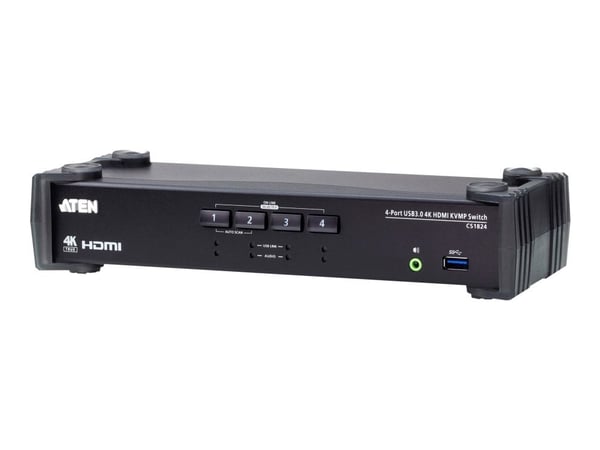 ATEN CS1824 KVMP Switch - Omkopplare för tangentbord/video/mus/ljud/USB - 4 x KVM/ljud/USB - 1 lokal användare - skrivbordsmodell