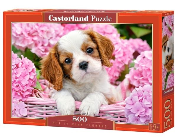Castorland Pup in pink flowers 500 pcs, 500 styck, Djurliv, 9 År