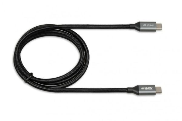 iBOX - USB-kabel - USB-C (hann) til USB-C (hann) - USB 3.1 Gen 2 - 5 A - 1 m - svart