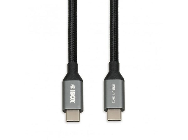 iBOX - USB-kabel - USB-C (hann) til USB-C (hann) - USB 3.1 Gen 2 - 5 A - 1 m - svart