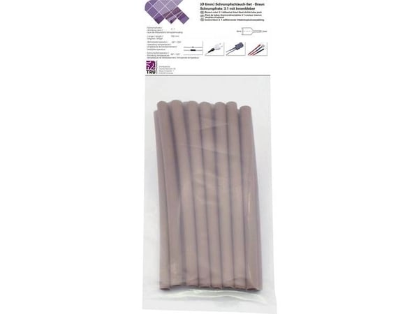 Conrad T1902CA034, Varmekrympet rør, ruskea, polyeteeni, 6 mm, 15 stk, 125 °C