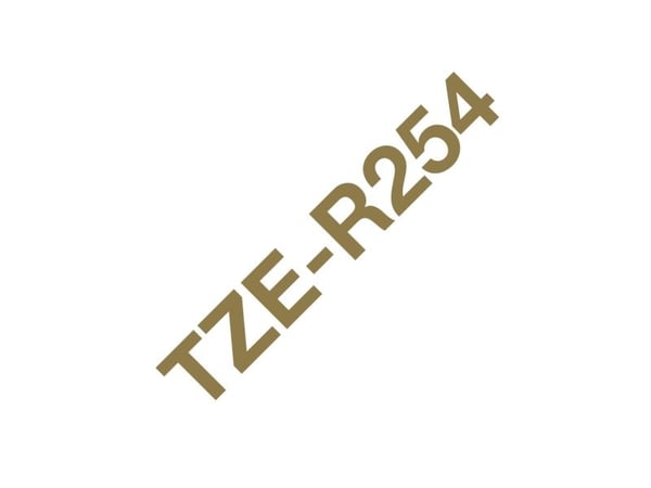 Brother TZe-R254 gavebånd 24mm x 4m - guld på hvid satinbånd